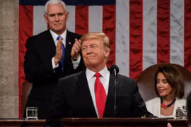 Tổng thống Trump đọc thông điệp liên bang. (Nguồn: ABC)