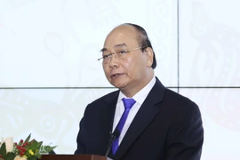 Thủ tướng Nguyễn Xuân Phúc, Chủ tịch Uỷ ban Chính phủ điện tử quốc gia phát biểu. (Ảnh: Thống Nhất/TTXVN)
