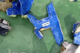 Mảnh vỡ máy bay MS804 được công bố tại Ai Cập ngày 21/5. (Nguồn: EPA/TTXVN)