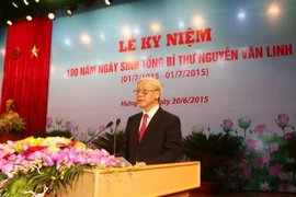 Tổng Bí thư Nguyễn Phú Trọng đọc Diễn văn tại Lễ kỷ niệm. (Ảnh: Trí Dũng/TTXVN)