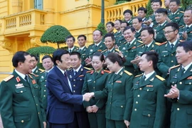 Chủ tịch nước Trương Tấn Sang với các đại biểu. (Ảnh: Trọng Đức/TTXVN)