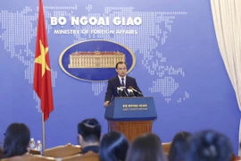 Người phát ngôn Bộ Ngoại giao Lê Hải Bình phát biểu tại buổi họp báo. (Ảnh: An Đăng/TTXVN)