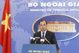 Người phát ngôn Bộ Ngoại giao Lê Hải Bình phát biểu tại buổi họp báo. (Ảnh: An Đăng/TTXVN)