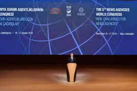 Tổng thống Azerbaijan Ilham Aliyev phát biểu khai mạc Đại hội. (Nguồn: AZERTAC)