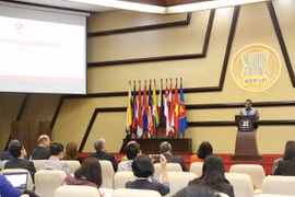 Tiến sỹ AKP Mochtan, Phó Tổng thư ký ASEAN phát biểu tại hội thảo. (Ảnh: Đỗ Quyên/Vietnam+)