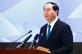 Chủ tịch nước Trần Đại Quang đến dự và phát biểu. (Ảnh: An Đăng/TTXVN)