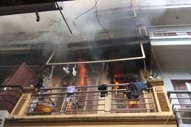 Hiện trường vụ cháy. (Ảnh: Quý Trung/TTXVN)