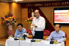 Bộ trưởng, Chủ nhiệm Văn phòng Chính phủ Mai Tiến Dũng phát biểu tại buổi làm việc. (Ảnh: Trần Việt/TTXVN)