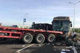 Hiện trường vụ tai nạn. (Ảnh: Lê Xuân/TTXVN)