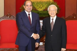 Tổng Bí thư Nguyễn Phú Trọng tiếp Tổng thống Cộng hòa Ai Cập Abdel Fattah El-Sisi thăm cấp Nhà nước Việt Nam. (Ảnh: Trí Dũng/TTXVN)
