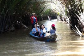 Du lịch miệt vườn thu hút du khách ngày Xuân. (Ảnh: Huỳnh Phúc Hậu/TTXVN)