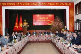 Quang cảnh buổi giao ban báo chí. (Ảnh: Phương Hoa/TTXVN)