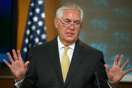 Ngoại trưởng Mỹ Rex Tillerson trong cuộc họp báo tại trụ sở Bộ Ngoại giao ở Washington, DC. (Nguồn: AFP/TTXVN)