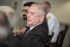 Bộ trưởng Quốc phòng Mỹ James Mattis trong cuộc họp báo ở thủ đô Washington ngày 15/8. (Nguồn: AFP/TTXVN)