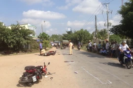 Hiện trường vụ tai nạn giao thông. (Ảnh: Thanh Hòa/TTXVN)