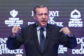 Tổng thống Tayyip Erdogan phát biểu tại Istanbul ngày 12/3. (Nguồn: AFP/TTXVN)