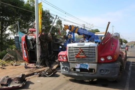 Hiện trường vụ tai nạn. (Ảnh: Dương Giang/TTXVN)