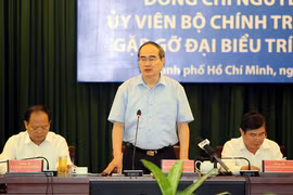 Bí thư Thành ủy Thành phố Hồ Chí Minh Nguyễn Thiện Nhân phát biểu tại buổi gặp gỡ đại biểu trí thức Thành phố Hồ Chí Minh. (Ảnh: Thanh Vũ/TTXVN)