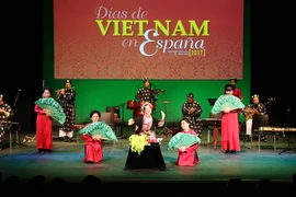 Biểu diễn văn nghệ tại Lễ khai mạc Ngày Việt Nam tại Tây Ban Nha 2017. (Ảnh: Ngự Bình/TTXVN)