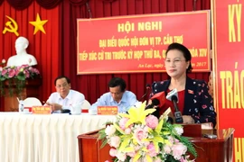 Chủ tịch Quốc hội Nguyễn Thị Kim Ngân phát biểu. (Ảnh: Trọng Đức/TTXVN)