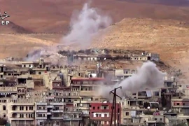 Wadi Barada, phía tây bắc Damascus, Syria, một mặt trận giao tranh giữa quân chính phủ và phiến quân Syria. (Nguồn: AP)