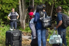 Người di cư Haiti chuẩn bị vượt biên để vào Canada ngày 4/8. (Nguồn: AFP/TTXVN)