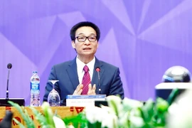 Phó Thủ tướng Vũ Đức Đam phát biểu tại cuộc đối thoại. (Ảnh: An Đăng/TTXVN)