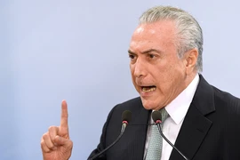 Tổng thống Brazil Michel Temer phát biểu tại cuộc họp báo ở Brasilia ngày 18/5. (Nguồn: AFP/TTXVN)