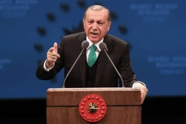 Tổng thống Thổ Nhĩ Kỳ Recep Tayyip Erdogan tại một sự kiện ở Ankara ngày 23/3. (Nguồn: AFP/TTXVN)