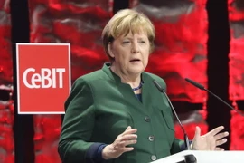 Thủ tướng Đức Angela Merkel phát biểu tại Hanover, Đức ngày 19/3. (Nguồn: EPA/TTXVN)