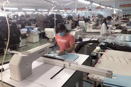 Hoạt động tại công ty TNHH xuất nhập khẩu may Hoa Công (thị xã An Nhơn, tỉnh Bình Định). (Ảnh: Nguyên Linh/TTXVN)
