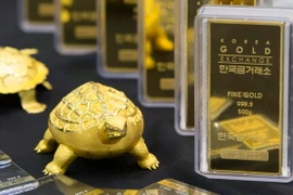 Vàng được trưng bày tại Sàn giao dịch vàng Seoul, Hàn Quốc. (Nguồn: EPA/TTXVN)