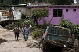 Cảnh đổ nát sau trận lở đất ở Huauchinango ngày 7/8. (Nguồn: EPA/TTXVN)