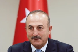Ngoại trưởng Thổ Nhĩ Kỳ Mevlut Cavusoglu phát biểu trong cuộc họp báo ở Ankara. (Nguồn: AFP/TTXVN)