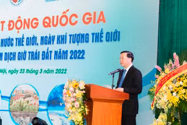 Bộ trưởng Trần Hồng Hà phát biểu tại buổi lễ. (Ảnh: Hùng Võ/Vietnam+)