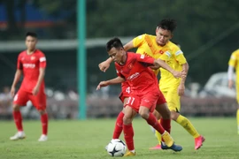 U22 Việt Nam chia thành 4 đội nhỏ, thi đấu 2 trận nội bộ trong chiều 24/8. (Ảnh: Phúc Tá/Vietnam+) 