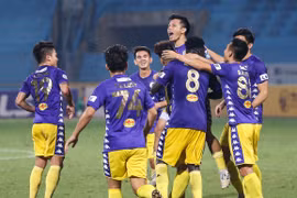 Hà Nội FC có lợi thế kép khi mùa giải 2021 bị hủy giữa chừng. (Ảnh: PV/Vietnam+)