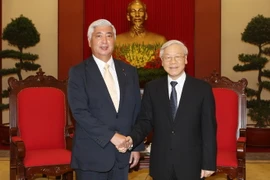 Tổng Bí thư Nguyễn Phú Trọng tiếp Bộ trưởng Quốc phòng Nhật Bản Gen Nakatani thăm chính thức Việt Nam. (Ảnh: Trí Dũng/TTXVN)