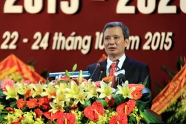 Bí thư Tỉnh ủy Thừa Thiên-Huế khóa XV Lê Trường Lưu phát biểu bế mạc Đại hội. (Ảnh: Quốc Việt/TTXVN)
