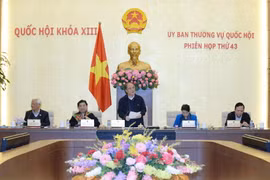 Chủ tịch Quốc hội Nguyễn Sinh Hùng phát biểu bế mạc phiên họp thứ 43 của Ủy ban Thường vụ Quốc hội. (Ảnh: Phương Hoa/TTXVN)