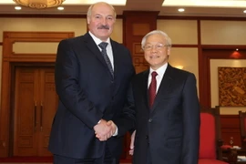 Tổng Bí thư Nguyễn Phú Trọng tiếp Tổng thống Cộng hòa Belarus Aleksandr Grigorievich Lukashenko. (Ảnh: Trí Dũng/TTXVN)