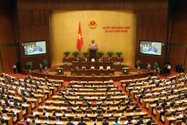 Lễ khai mạc Kỳ họp thứ 10, Quốc hội khóa XIII được tổ chức trọng thể tại Nhà Quốc hội ở thủ đô Hà Nội. (Ảnh: Nhan Sáng/TTXVN)