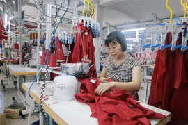 May hàng hóa xuất khẩu. (Ảnh: Trần Việt/TTXVN)