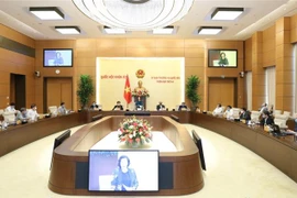 Quang cảnh lễ bế mạc phiên họp thứ 44 của Ủy ban Thường vụ Quốc hội. (Ảnh: Văn Điệp/TTXVN)