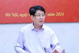 Thường trực Ban Bí thư Lương Cường phát biểu chỉ đạo buổi làm việc. (Ảnh: Phương Hoa/TTXVN)