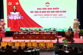 Quang cảnh Đại hội đại biểu Mặt trận Tổ quốc Việt Nam tỉnh Cà Mau lần thứ X, nhiệm kỳ 2024-2029. (Ảnh: Kim Há/TTXVN)