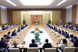 Thủ tướng Phạm Minh Chính tiếp Đoàn doanh nghiệp của Hội đồng Kinh doanh Hoa Kỳ-ASEAN. (Ảnh: Dương Giang/TTXVN)