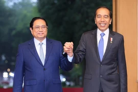 Thủ tướng Phạm Minh Chính hội kiến Tổng thống Cộng hòa Indonesia Joko Widodo. (Ảnh: Dương Giang/TTXVN)
