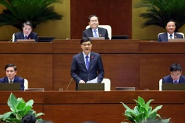 Chủ nhiệm Ủy ban Kinh tế của Quốc hội Vũ Hồng Thanh giải trình, làm rõ một số vấn đề đại biểu Quốc hội nêu. (Ảnh: An Đăng/TTXVN)