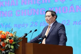 Thủ tướng Phạm Minh Chính phát biểu chỉ đạo Hội nghị triển khai nhiệm vụ phát triển thị trường chứng khoán năm 2024. (Ảnh: Dương Giang/TTXVN)
